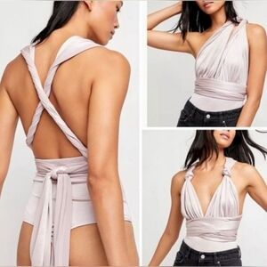 Intimately Free People 100 Ways Mauve Convertible Bodysuit